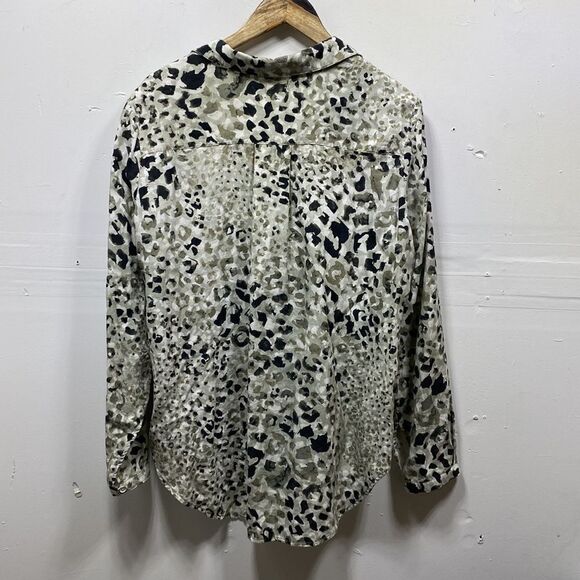 Anthropologie Cloth & Stone Leopard Print Button Down Shirt XL - Picture 6 of 6